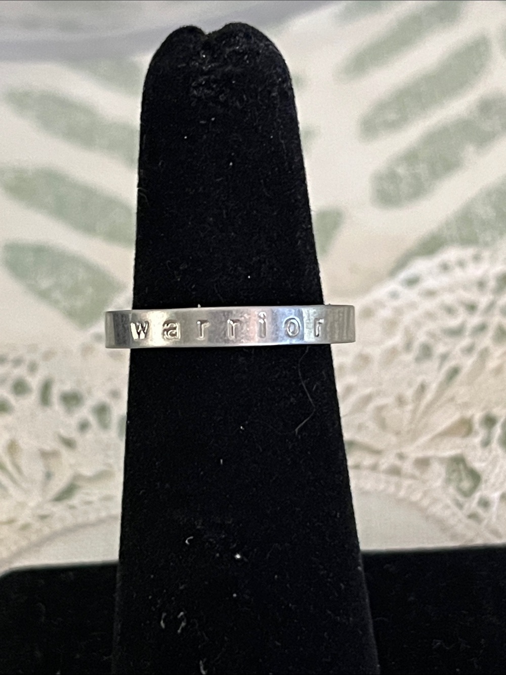 “WARRIOR” MantraBand Ring sz 6 stainless steel hypoallergenic